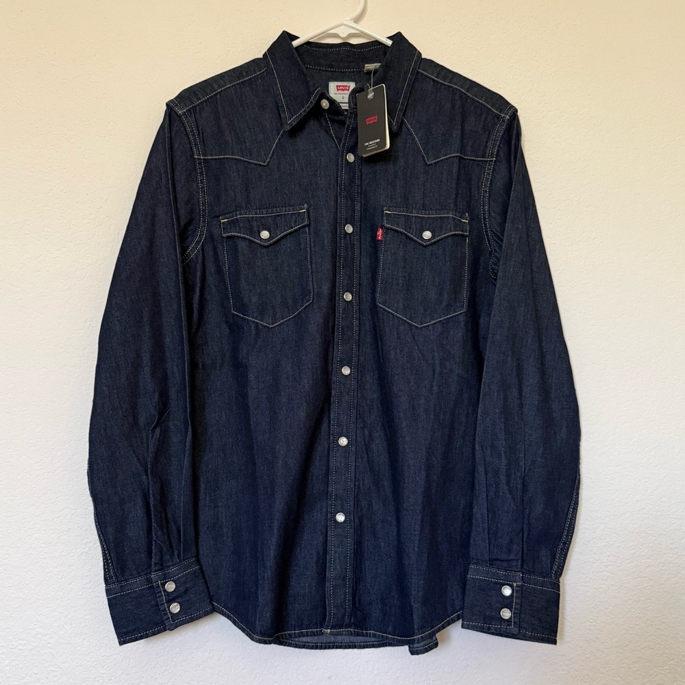 Levi’s Standard Fit Western Button Flannel Denim Men’s Shirt Small - Blue